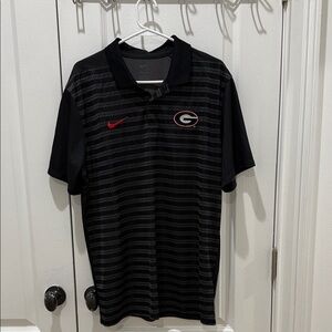Nike UGA University of Georgia Black and Gray Men's Polo Shirt Large dri-fit